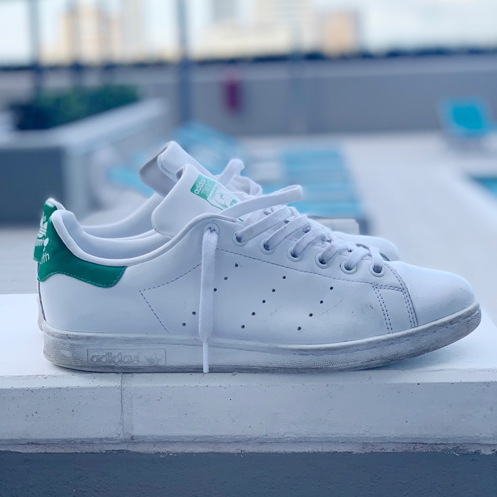 adidas Originals White & Green Stan Smith Sneakers